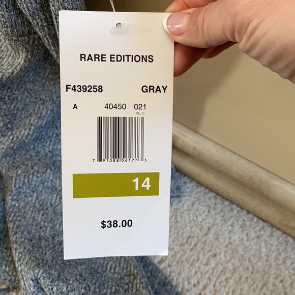 NWT Girls Teen Rare Editions sz 14 cold shoulder Long Sleeve Stretch Gray - Picture 10 of 10